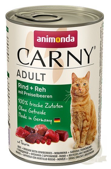 Animonda Carny Adult Wołowina, Sarnina + Borówka puszka 400g Animonda Carny Adult Wołowina, Sarnina + Borówka puszka 400g