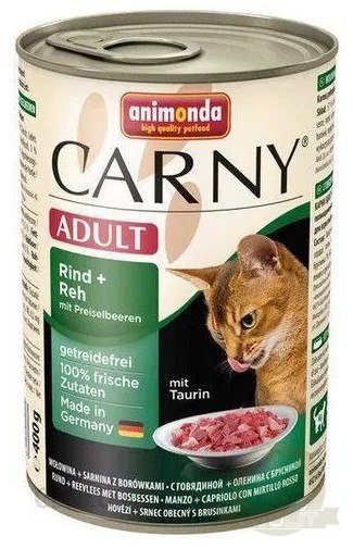 Animonda Carny Adult Wołowina, Sarnina + Borówka puszka 400g Animonda Carny Adult Wołowina, Sarnina + Borówka puszka 400g
