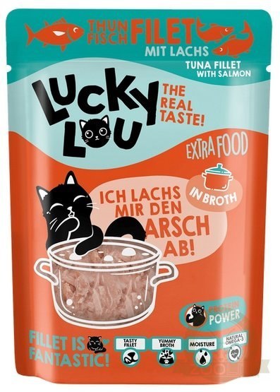 Lucky Lou Extrafood Tuńczyk & łosoś w bulionie saszetka 70g Lucky Lou Extrafood Tuńczyk & łosoś w bulionie saszetka 70g