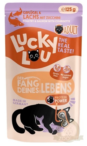 Lucky Lou Lifestage Adult Drób i łosoś saszetka 125g Lucky Lou Lifestage Adult Drób i łosoś saszetka 125g