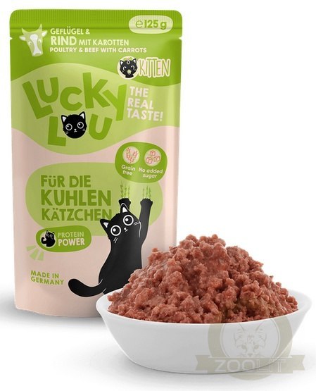 Lucky Lou Lifestage Kitten Drób i wołowina saszetka 125g Lucky Lou Lifestage Kitten Drób i wołowina saszetka 125g