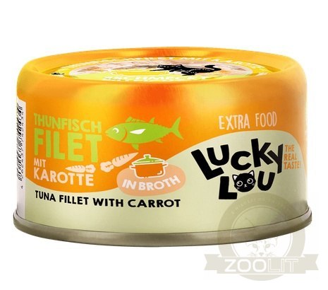 Lucky Lou Extrafood Tuńczyk i marchewka w bulionie puszka 70g Lucky Lou Extrafood Tuńczyk i marchewka w bulionie puszka 70g