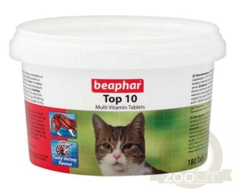 Beaphar TOP 10 Cat - preparat witaminowy z tauryną dla kota 180tabl. Beaphar TOP 10 Cat - preparat witaminowy z tauryną dla kota 180tabl.