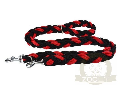 Champion Smycz Linka pleciona regulowana czarno-czerwona [LSPR (cz/r)]