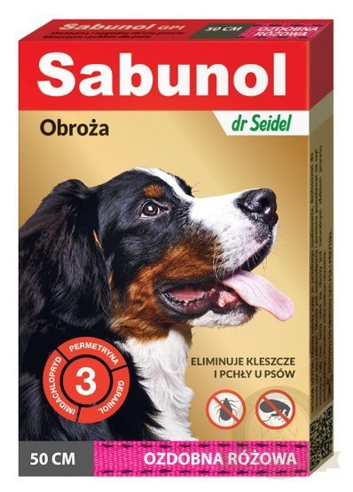 Sabunol GPI Obroża przeciw pchłom dla psa ozdobna różowa 50cm Sabunol GPI Obroża przeciw pchłom dla psa ozdobna różowa 50cm