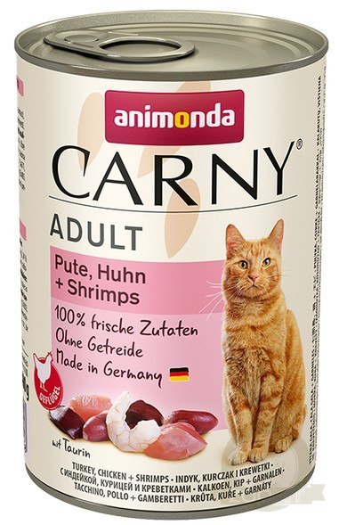 Animonda Carny Adult Indyk, Kurczak + Krewetki puszka 400g Animonda Carny Adult Indyk, Kurczak + Krewetki puszka 400g