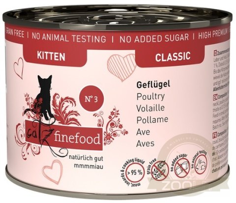 Catz Finefood Classic Kitten N.03 Drób puszka 200g Catz Finefood Classic Kitten N.03 Drób puszka 200g
