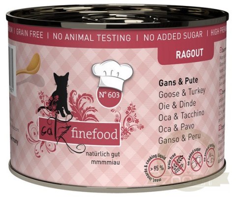 Catz Finefood Ragout N.603 Gęś i Indyk puszka 190g Catz Finefood Ragout N.603 Gęś i Indyk puszka 190g