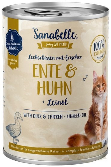Sanabelle Kaczka, kurczak i olej lniany puszka 400g Sanabelle Kaczka, kurczak i olej lniany puszka 400g