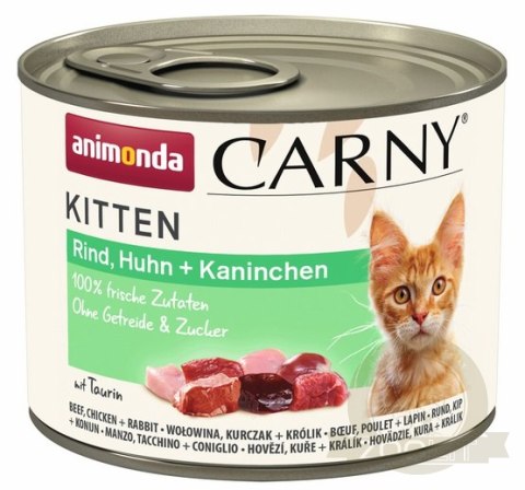 Animonda Carny Kitten Wołowina, Kurczak + Królik puszka 200g