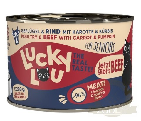 Lucky Lou Lifestage Senior Drób i wołowina puszka 200g Lucky Lou Lifestage Senior Drób i wołowina puszka 200g