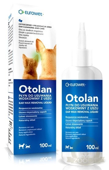 Otolan Płyn do usuwania woskowiny z uszu dla psów i kotów 100ml Otolan Płyn do usuwania woskowiny z uszu dla psów i kotów 100ml