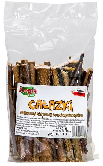 Alegia Gałązki dla gryzoni i królików 100g Alegia Gałązki dla gryzoni i królików 100g