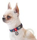 Collar WauDog Nylon Obroża nylonowa z QR-paszportem, plastikowy fastex, wzór FIGA, M 20mm/28-40cm