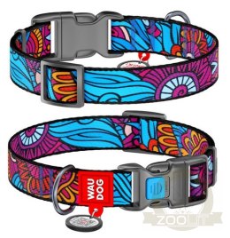 Collar WauDog Nylon Obroża nylonowa z QR-paszportem, plastikowy fastex, wzór LATO, 15mm/25-35cm
