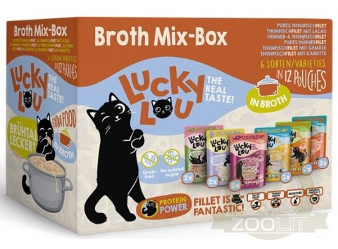 Lucky Lou Extrafood Broth-Mix-Box Multipack w bulionie saszetki 12x70g Lucky Lou Extrafood Broth-Mix-Box Multipack w bulionie saszetki 12x70g