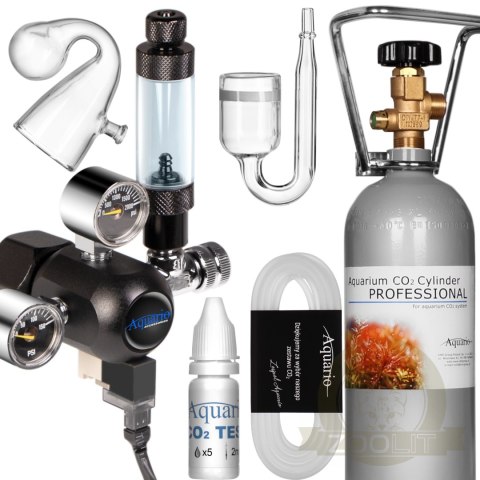 Aquario Professional 2.0 - zestaw CO2 z elektrozaworem + butla 2l Aquario Professional 2.0 - zestaw CO2 z elektrozaworem + butla 2l