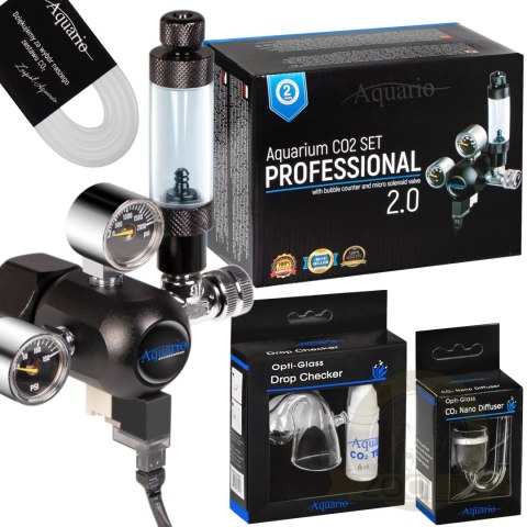 Aquario Professional 2.0 - zestaw CO2 z elektrozaworem + butla 2l Aquario Professional 2.0 - zestaw CO2 z elektrozaworem + butla 2l