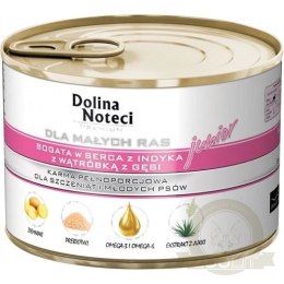 Dolina Noteci Premium Dla Psów Małych Ras Junior Bogata W Serca Z Indyka Z Wątróbką Z Gęsi 185g