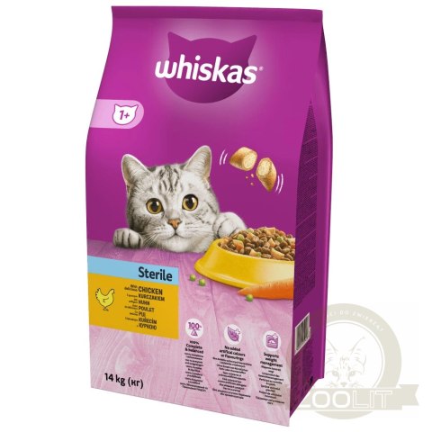 WHISKAS Karma Sucha Dla Kota Po Sterylizacji 1+ Sterile Z Kurczakiem 14kg WHISKAS Karma Sucha Dla Kota Po Sterylizacji 1+ Sterile Z Kurczakiem 14kg
