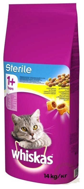 WHISKAS Karma Sucha Dla Kota Po Sterylizacji 1+ Sterile Z Kurczakiem 14kg WHISKAS Karma Sucha Dla Kota Po Sterylizacji 1+ Sterile Z Kurczakiem 14kg