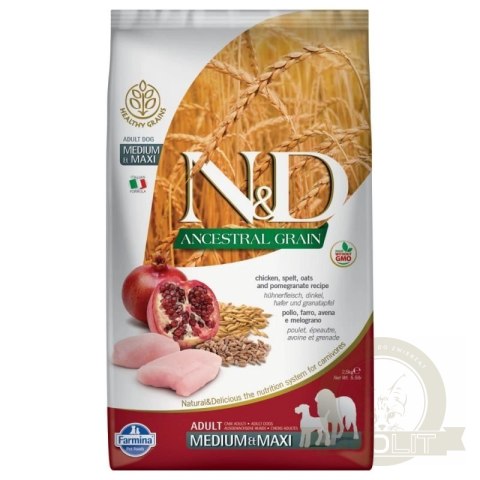 Farmina N&D Ancestral Grain Canine Adult Medium&Maxi Chicken&Pomegranate 12kg
