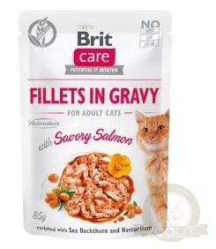 Brit Care Cat Pouches Filets In Gravy With Savory Salmon Enriched With Sea Buckthorn And Nasturtium 85g Brit Care Cat Pouches Filets In Gravy With Savory Salmon Enriched With Sea Buckthorn And Nasturtium 85g