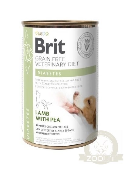 Brit Grain Free Veterinary Diet Dog Diabetes Z Jagnięciną I Groszkiem 400g