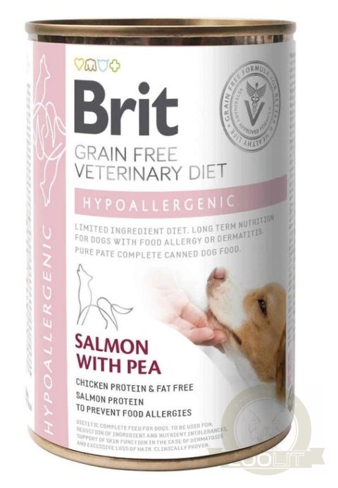 Brit Grain Free Veterinary Diet Dog Hypoallergenic Łosoś Z Groszkiem 400g Brit Grain Free Veterinary Diet Dog Hypoallergenic Łosoś Z Groszkiem 400g