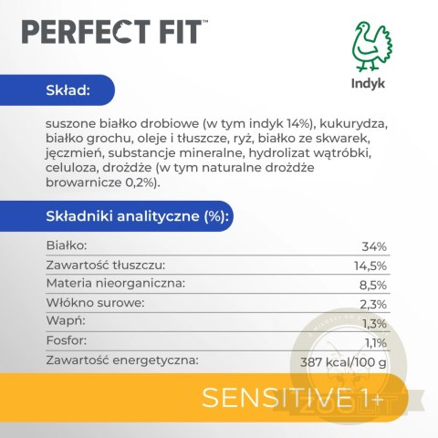 PERFECT FIT Sensitive 1+ Z Indykiem 7kg PERFECT FIT Sensitive 1+ Z Indykiem 7kg