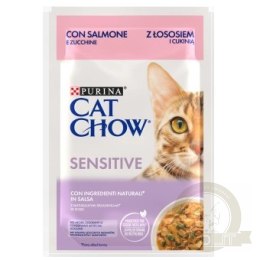 Purina Cat Chow Sensitive Karma Z Łososiem I Cukinią W Sosie 85g