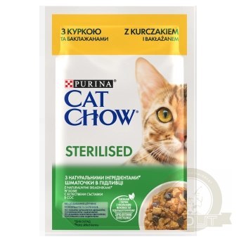 Purina Cat Chow Sterilised Karma Z Kurczakiem I Bakłażanem W Sosie 85g Purina Cat Chow Sterilised Karma Z Kurczakiem I Bakłażanem W Sosie 85g