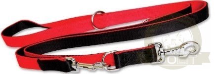 Dingo Extra Smycz Przepinana Z Podwójnej Taśmy Dla Psa Czerwono-Czarna 220cm