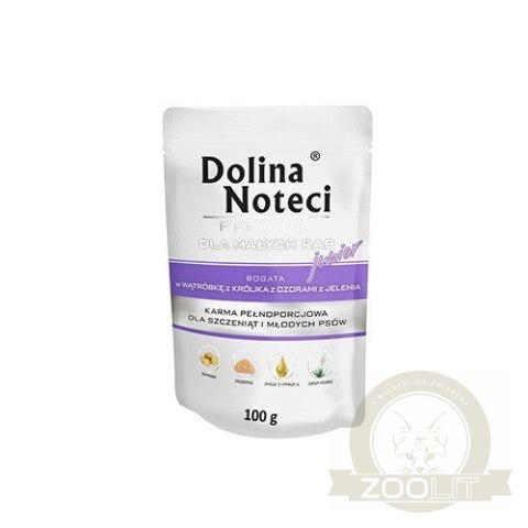 Dolina Noteci Premium Dla Psów Małych Ras Junior Bogata W Wątróbkę Z Królika I Ozory Z Jelenia Saszetka 100g Dolina Noteci Premium Dla Psów Małych Ras Junior Bogata W Wątróbkę Z Królika I Ozory Z Jelenia Saszetka 100g