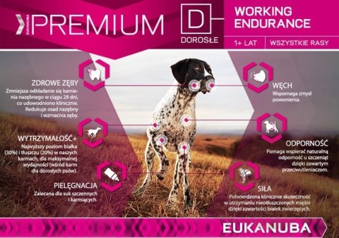 Eukanuba Dog Dry Premium Working & Endurance Chicken Bag 15kg Eukanuba Dog Dry Premium Working & Endurance Chicken Bag 15kg