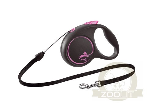 Flexi Smycz Black Design M Linka 5m Do 25kg Różowa Flexi Smycz Black Design M Linka 5m Do 25kg Różowa
