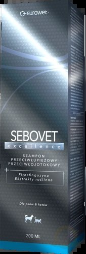 Eurowet Sebovet Excellence Szampon Przeciwłupieżowy I Przeciwłojotokowy Dla Psów I Kotów 200ml