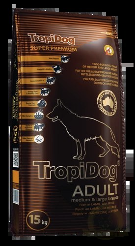 Tropidog Super Premium Adult Medium & Large Breed Jagnięcina Z Ryżem 15kg Tropidog Super Premium Adult Medium & Large Breed Jagnięcina Z Ryżem 15kg