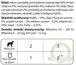 Dolina Noteci Premium Dla Psów Małych Ras Z Cielęciną, Pomidorami I Makaronem 100g