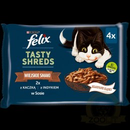 Felix Tasty Shreds Mokra Karma Dla Kota Z Kaczką I Indykiem W Sosie 4x80g
