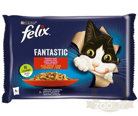Felix Wiejskie Smaki W Galaretce Z Królikiem I Jagnięciną 4x85g Felix Wiejskie Smaki W Galaretce Z Królikiem I Jagnięciną 4x85g