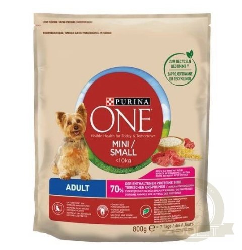PURINA ONE Mini Adult Wołowina, ryż - sucha karma dla psa - 800g PURINA ONE Mini Adult Wołowina, ryż - sucha karma dla psa - 800g
