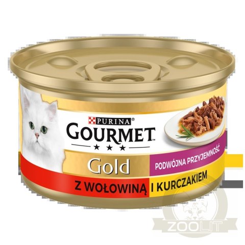 Purina Gourmet Gold z wołowiną i kurczakiem w sosie 85g Purina Gourmet Gold z wołowiną i kurczakiem w sosie 85g