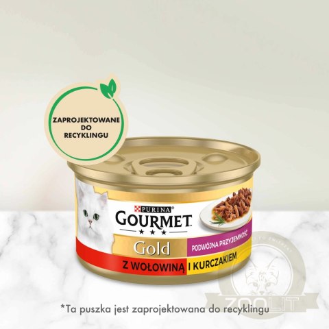 Purina Gourmet Gold z wołowiną i kurczakiem w sosie 85g Purina Gourmet Gold z wołowiną i kurczakiem w sosie 85g