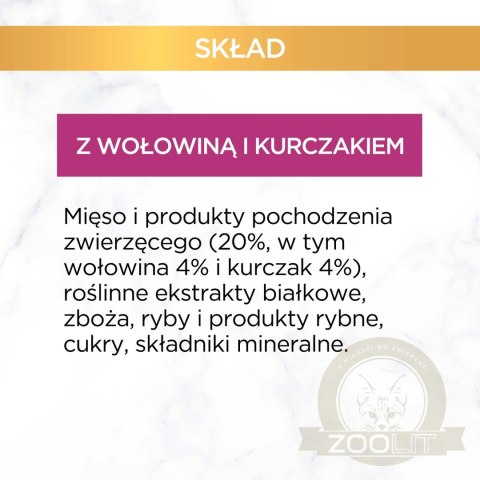 Purina Gourmet Gold z wołowiną i kurczakiem w sosie 85g Purina Gourmet Gold z wołowiną i kurczakiem w sosie 85g