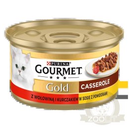 Purina Gourmet Gold z wołowiną i kurczakiem w sosie z pomidorami 85g
