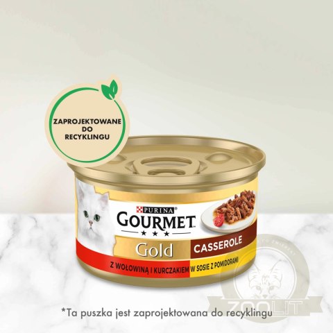 Purina Gourmet Gold z wołowiną i kurczakiem w sosie z pomidorami 85g Purina Gourmet Gold z wołowiną i kurczakiem w sosie z pomidorami 85g