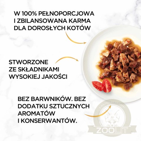 Purina Gourmet Gold z wołowiną i kurczakiem w sosie z pomidorami 85g Purina Gourmet Gold z wołowiną i kurczakiem w sosie z pomidorami 85g