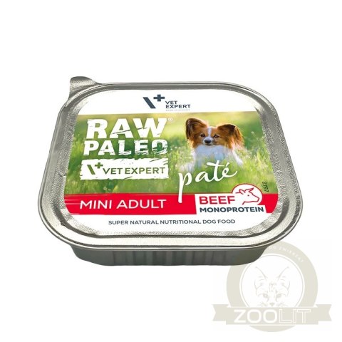 Vetexpert RAW PALEO PATE MINI adult beef 150g - wołowina tacka Vetexpert RAW PALEO PATE MINI adult beef 150g - wołowina tacka