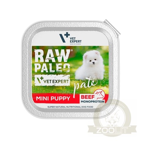 Vetexpert RAW PALEO PATE MINI puppy beef 150g - wołowina tacka